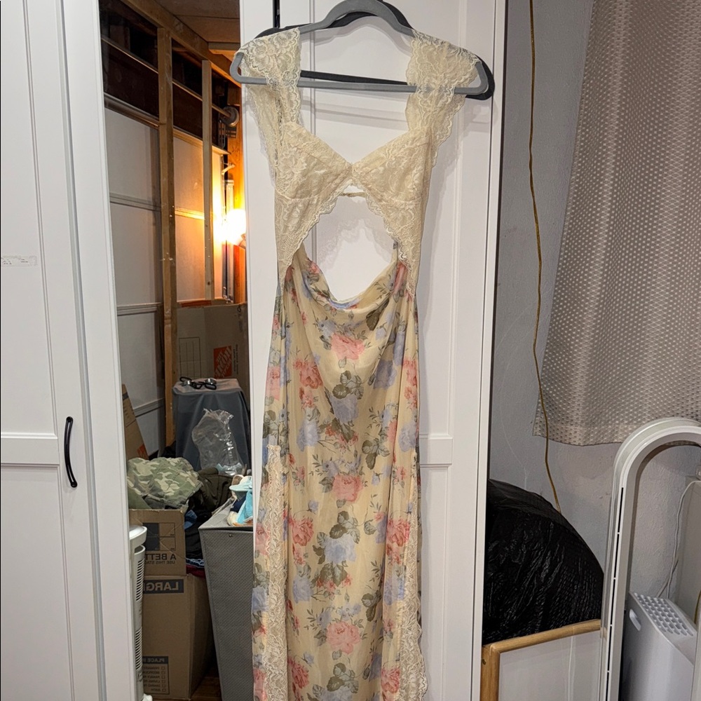 Floral Lace Trim Dress